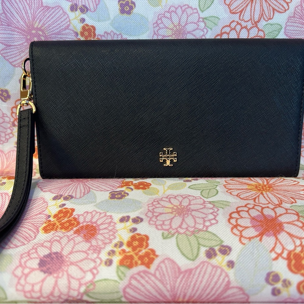 Tory Burch Black Clutch with Gold Accent